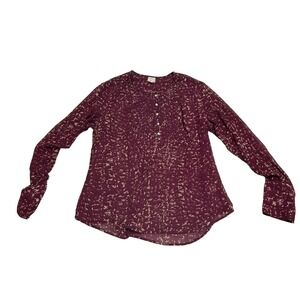 Converse One Star Womens XL Maroon Abstract Henley Blouse F16640024